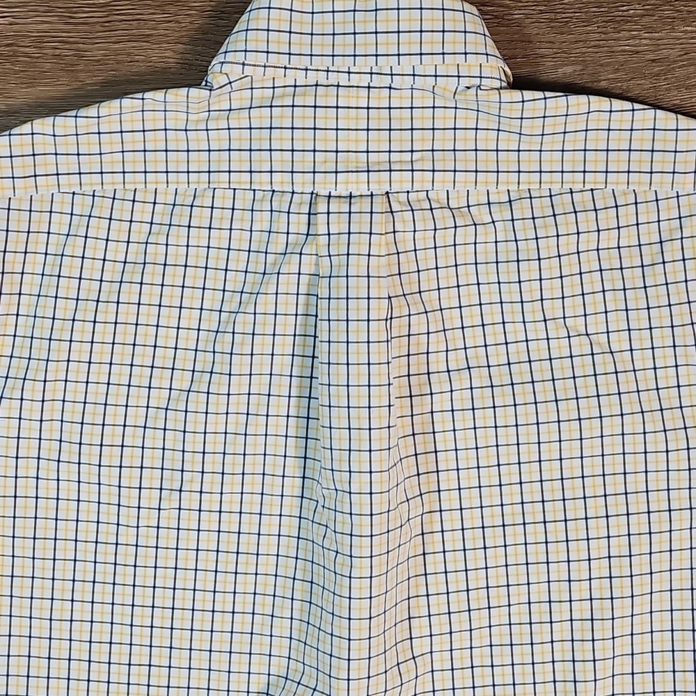 Ralph Lauren 100% Cotton Yellow Navy Check Plaid Long Sleeve Button Down Shirt - Picture 9 of 14